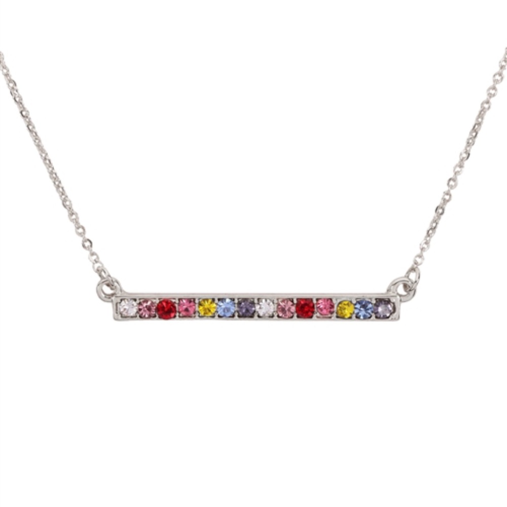 Rainbow bar necklace in silver